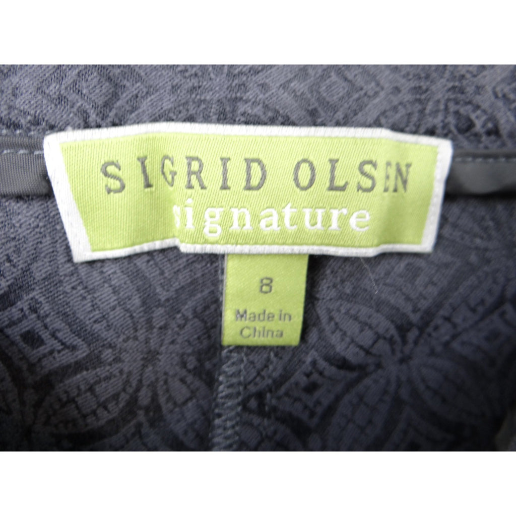 Sigrid Olsen Signature Womens Gray Geometric Pattern Stretch Pants Size 8