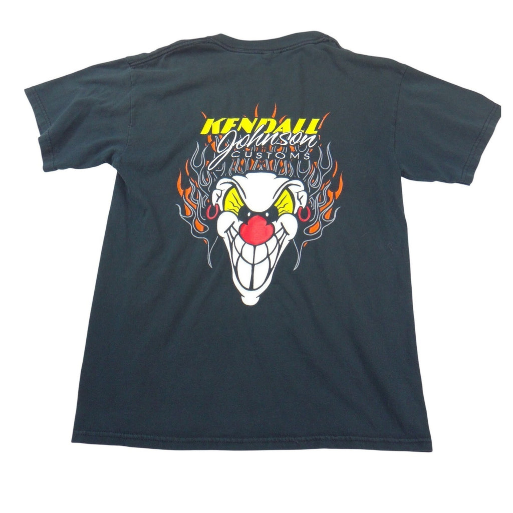 Kendall Johnson Customs Mens Black Flaming Clown Graphic Biker T-Shirt Large