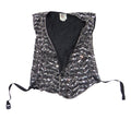 Vintage B'way Rose Vintage 100% Silk Beaded Sequin Vest Black Silver Chevron-ish