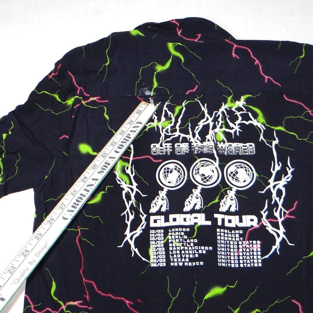 Collusion Mens Lightning Bolt Global Tour Graphic Short Sleeve Shirt Navy Small