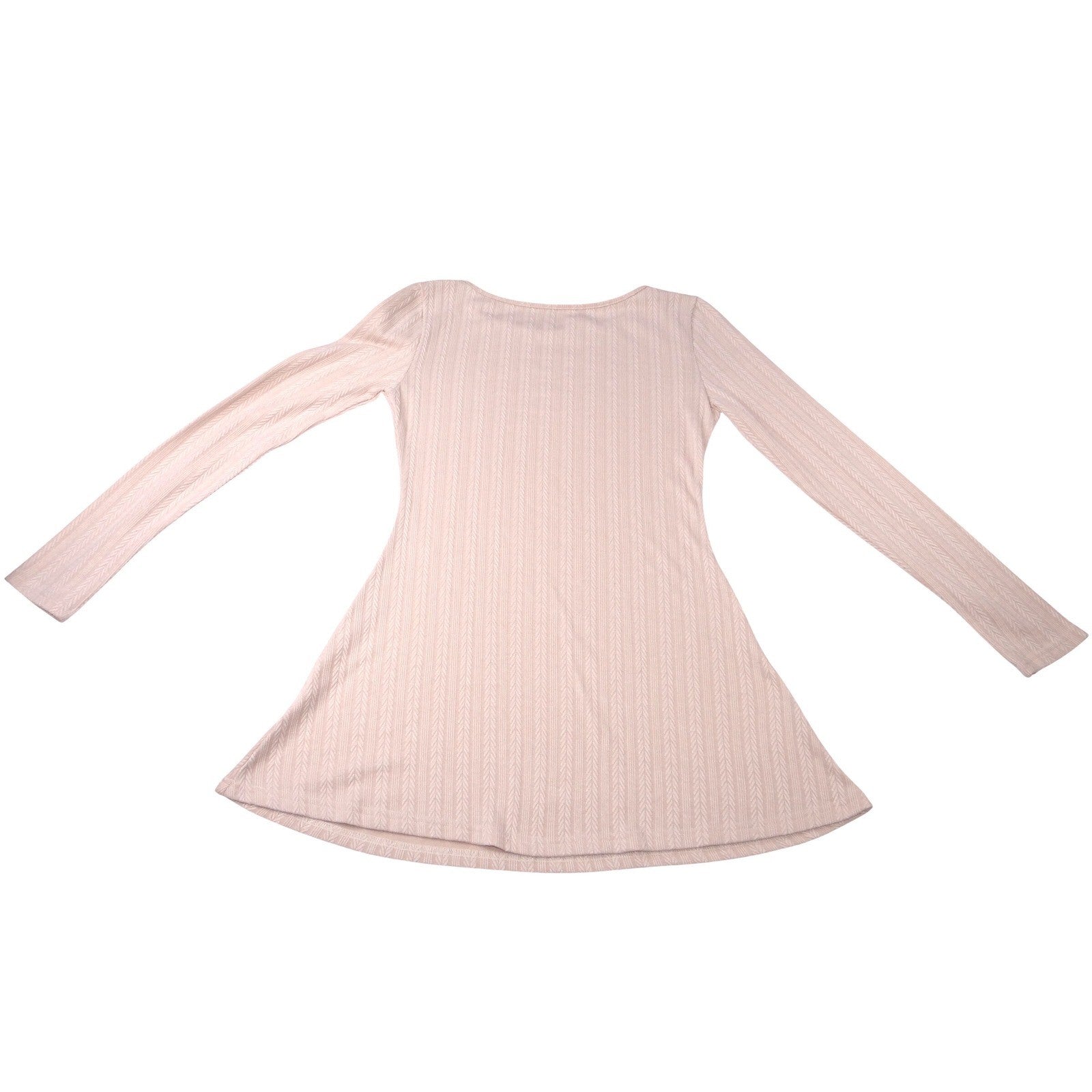 Womens Long Sleeve Textured Knit Mini Dress Cream S