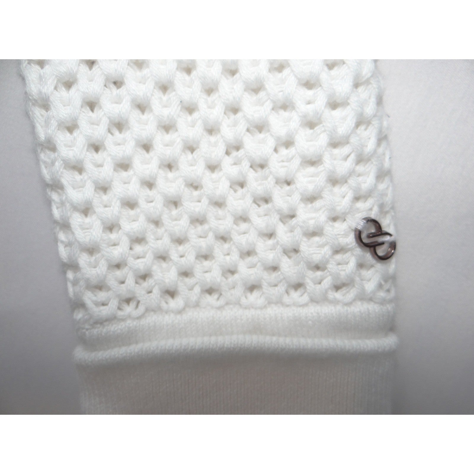 Calia by Carrie Underwood Effortless Crochet Sweater Pure White Open Back XS NEW