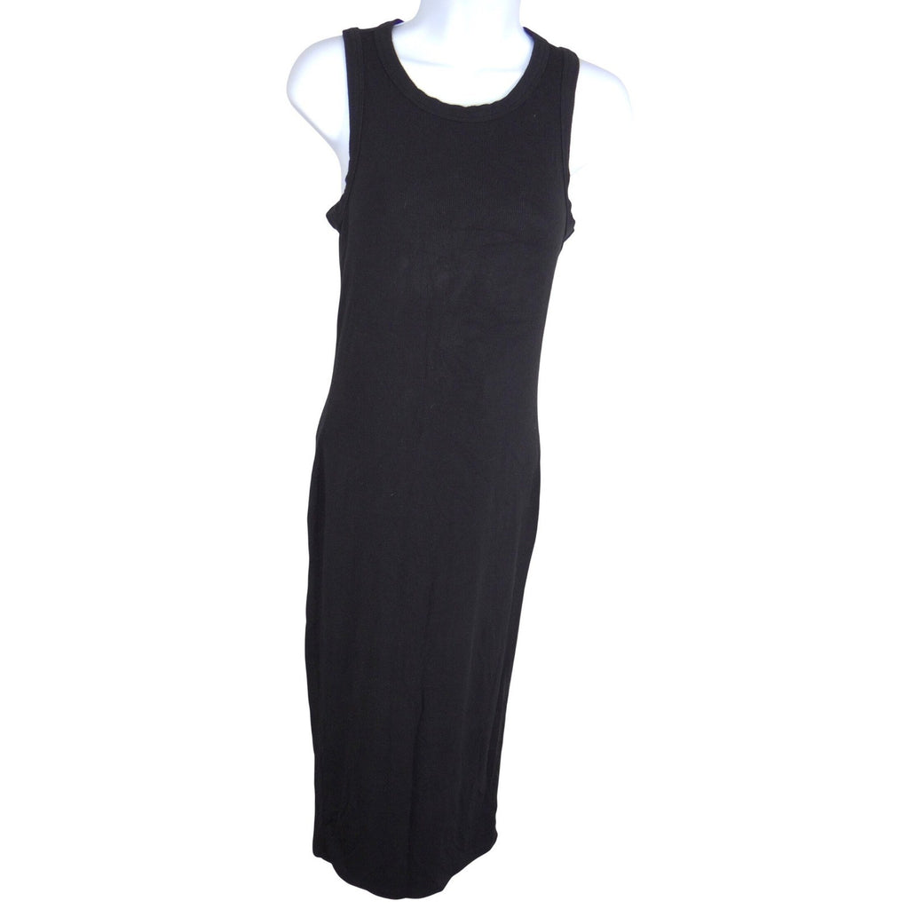 L'AGENCE Womens Ribbed Knit Tank Midi Dress Black Sleeveless Bodycon XS