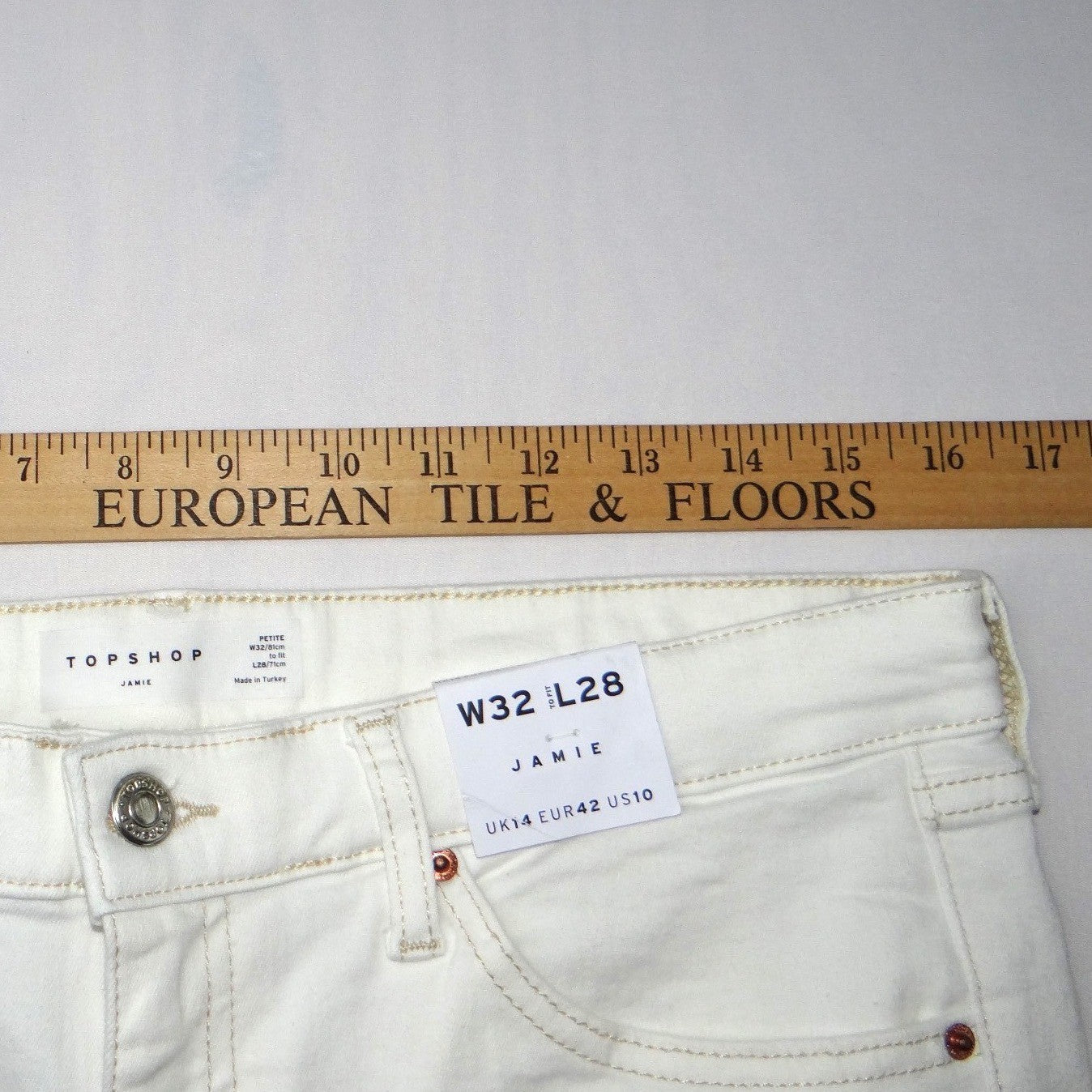 NWT-TOPSHOP Jamie High Waisted Skinny Petite Jeans White Size 10 W32 L28