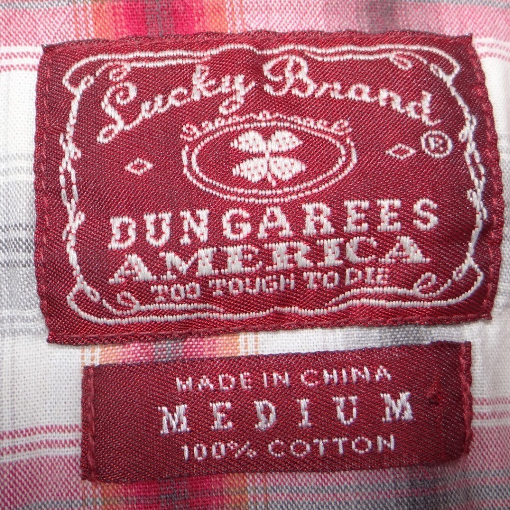 Lucky Brand Mens Red Plaid Western Pearl Snap Long Sleeve Shirt Medium