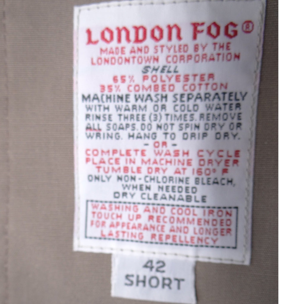 London Fog Mens Vintage Trench Coat Tan Khaki Mac Jacket 42 Short