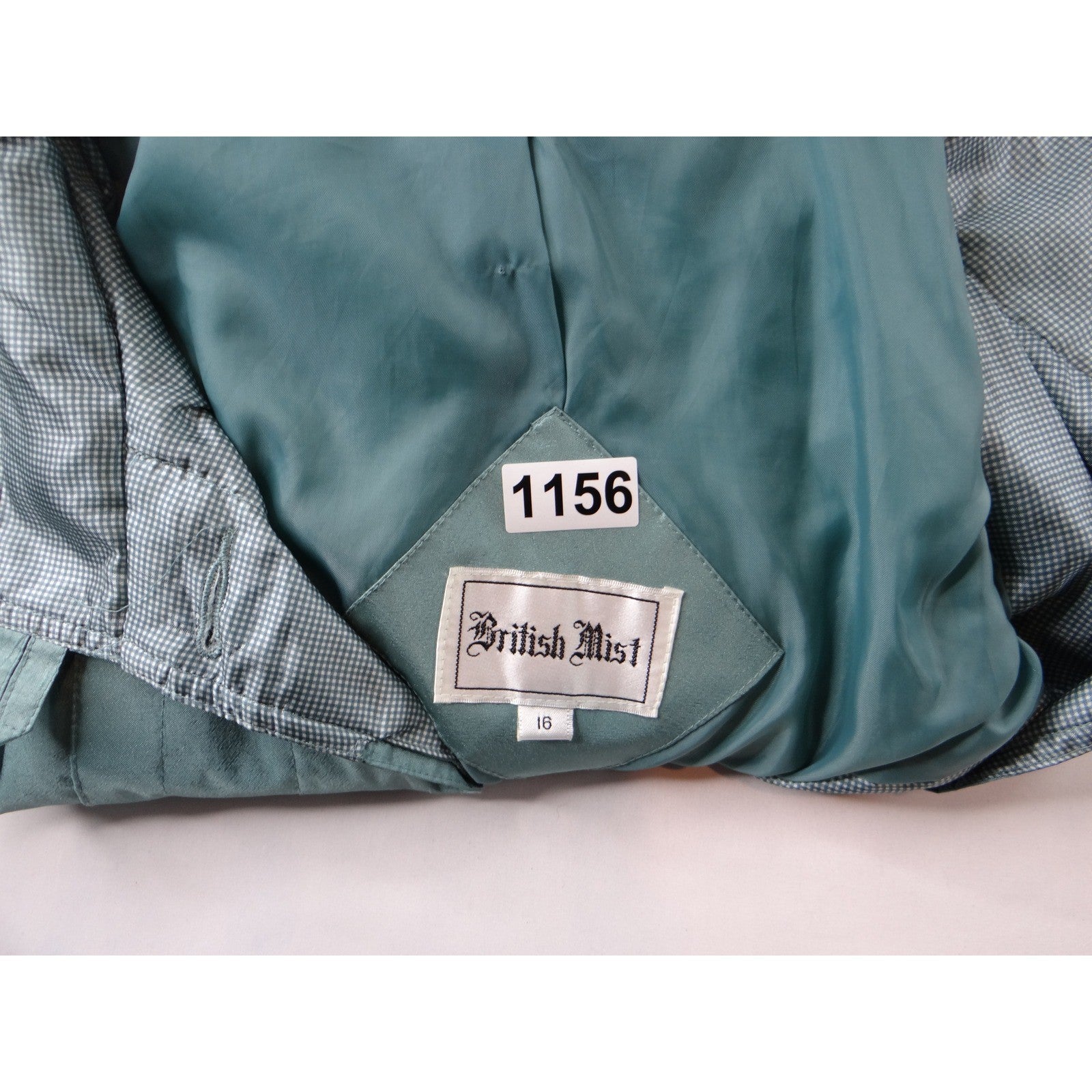 Vintage British Mist Teal Raincoat Women's Size 16 Trench Style Water Resistant
