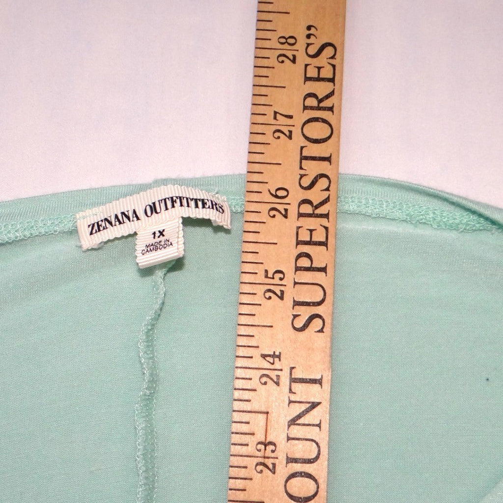 Zenana Outfitters Mint Green Dolman Sleeve Split Shoulder Top Plus Size 1X