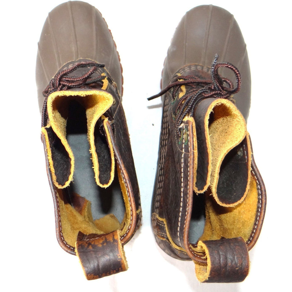 LL Bean Boots 6 Inch Bison Leather Duck Boots Brown Women's 9.5 in Made in Maine