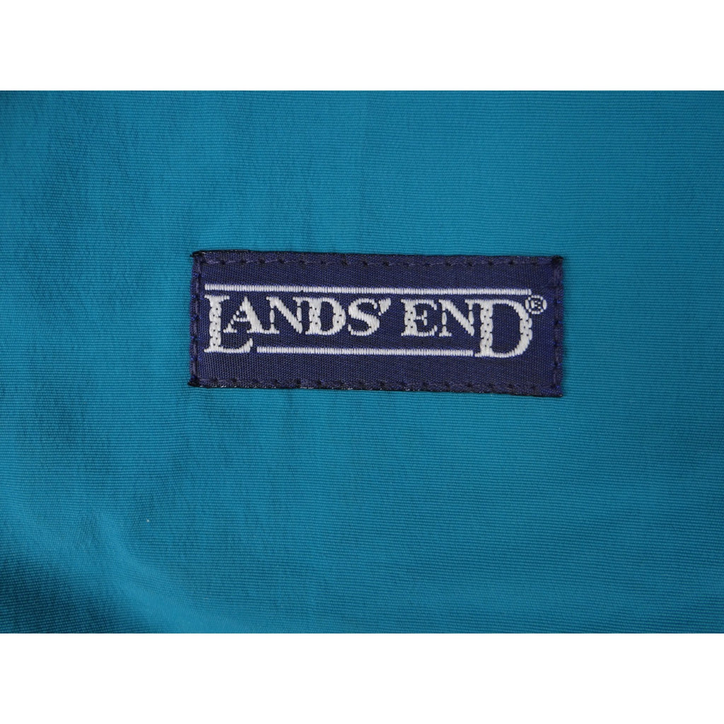 Vintage Lands End Teal Blue Fleece Lined Jacket Zip Up Collar L