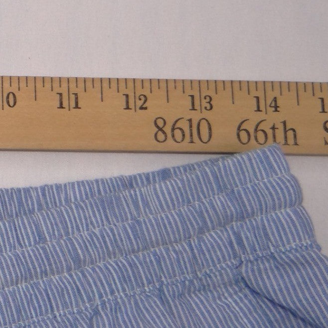 Onia Blue White Pinstripe Wide Leg Drawstring Pants Side Slit Womens Medium