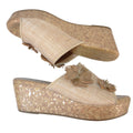 Jaclyn Smith Adina Natural Wedge Sandals Floral Cork Platform Beige Womens 10M