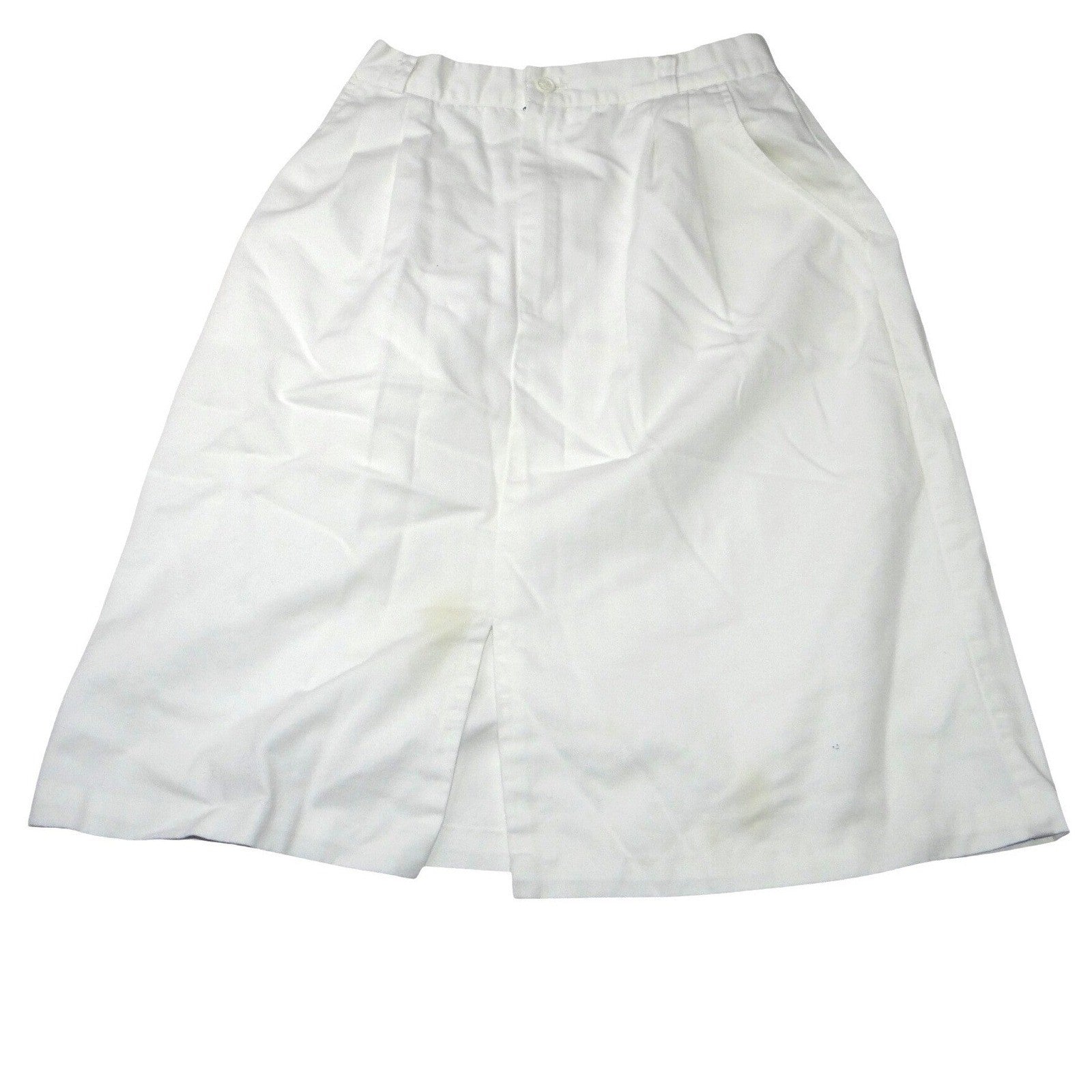 Vintage White Midi Skirt Pleated A Line Casual Office Basic