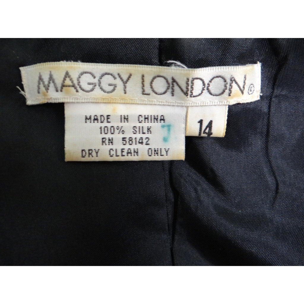 Maggy London Red Black Tiger Stripe Quilted Silk Jacket Size 14