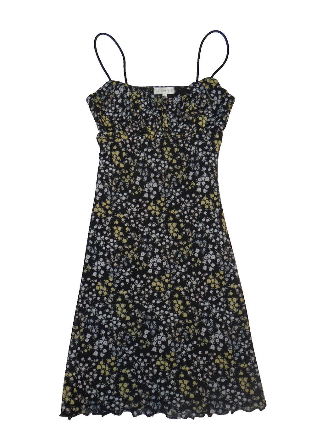 Y2K Ultra Flirt Women's Black Floral Midi Dress Size Small