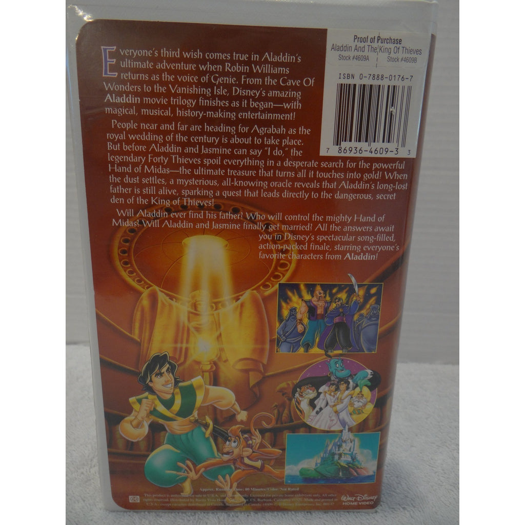 Disney Aladdin and the King of Thieves VHS Robin Williams Clamshell 1996