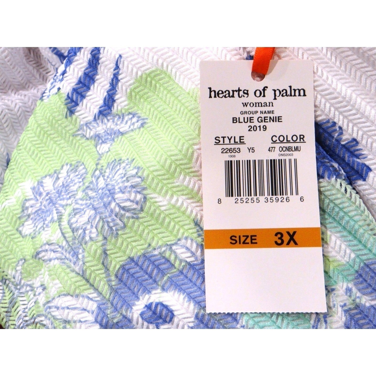 Hearts of Palm Woman Blue Genie 2019 Top Tunic 3X Floral Tropical V-Neck