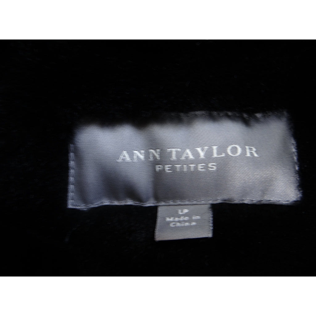 Ann Taylor Petites Black Faux Fur Collar Zip Vest Women Size LP