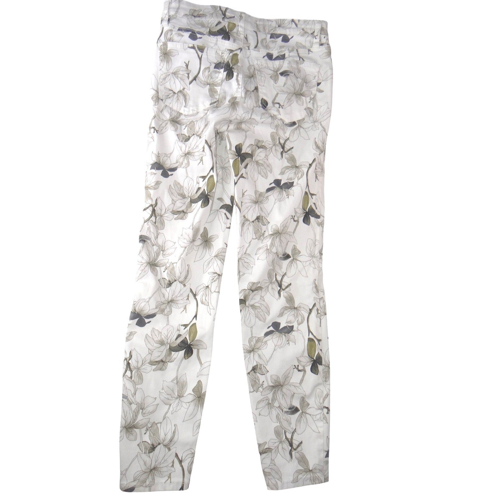 NWT-Buffalo David Bitton Havana High Rise Ankle Skinny Floral Pants Ivory