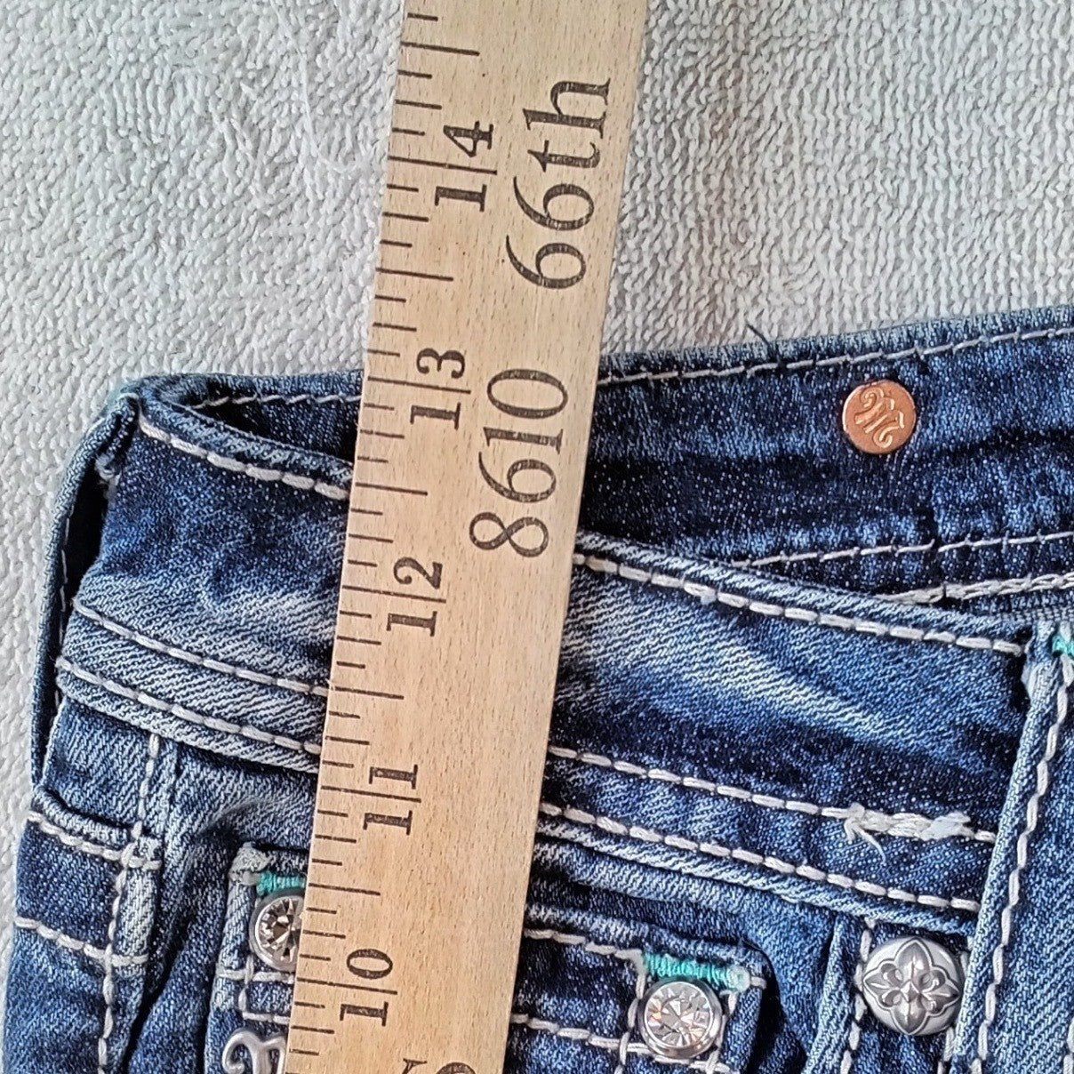 Miss Me Girls Size 16 Bermuda Cut-Off Denim Shorts Dark Wash Embroidered