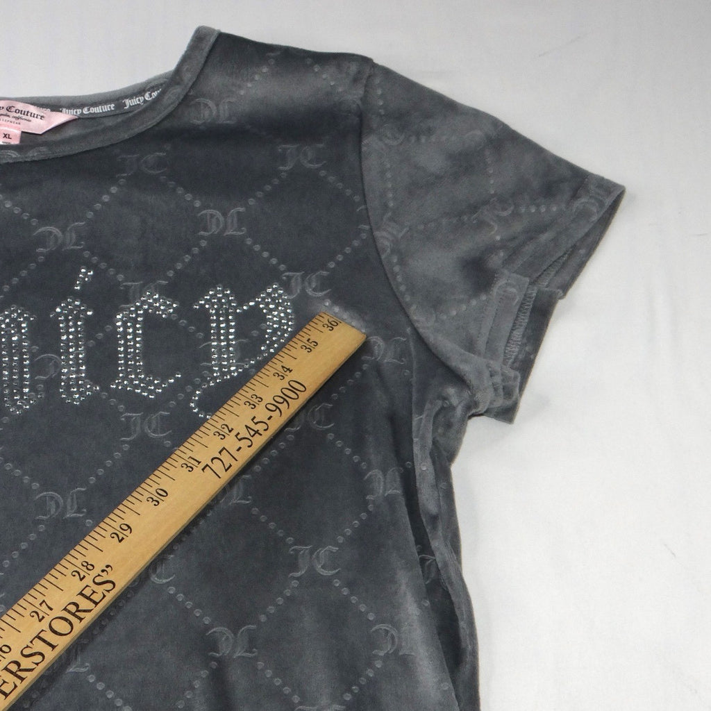 Juicy Couture Velour Shorts Grey All Over JC Logo Sleepwear Loungewear Women XL