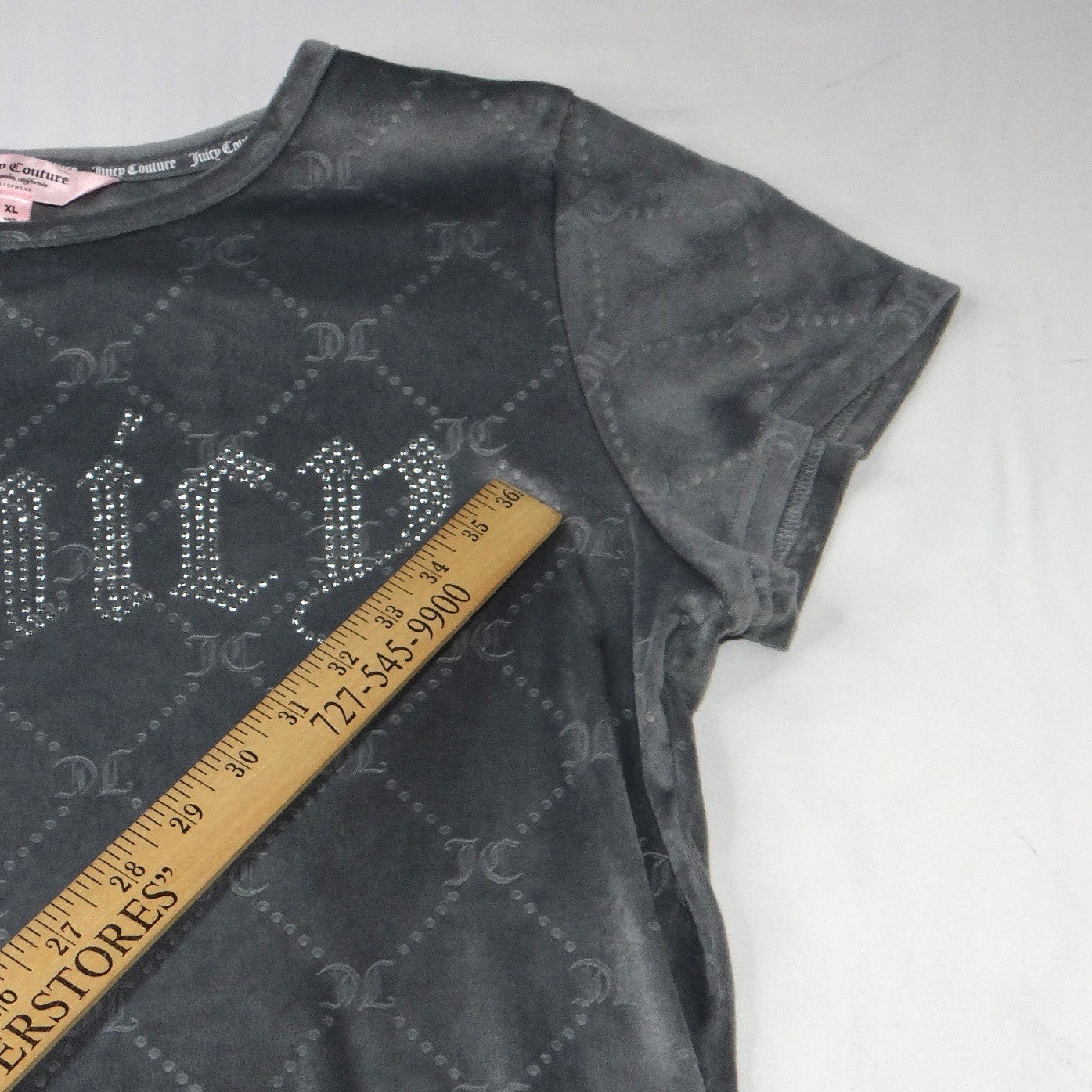 Juicy Couture Velour Shorts Grey All Over JC Logo Sleepwear Loungewear Women XL
