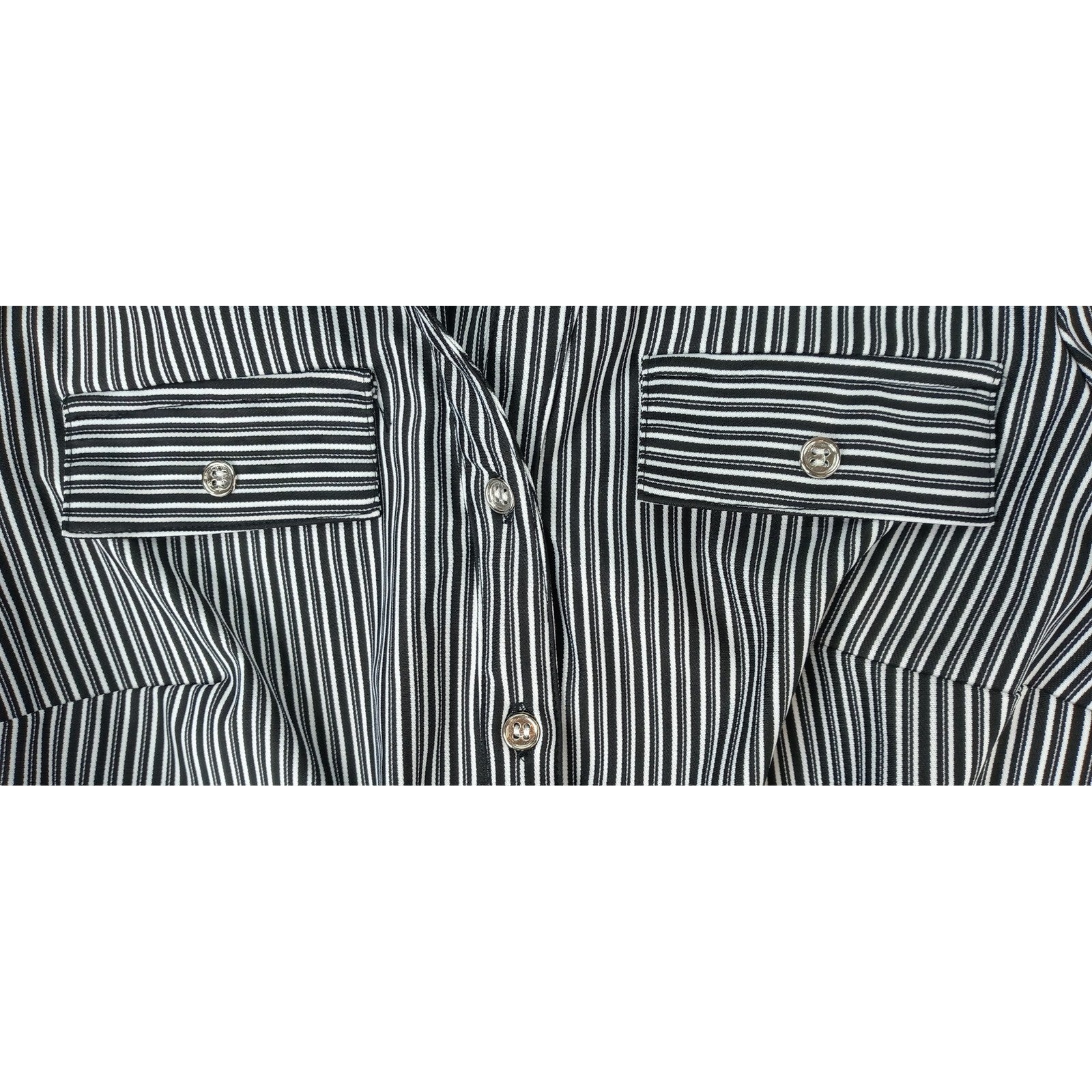 Mile Gabrielle Striped Shirt Dress Button Down Roll Sleeves Midi Womens Sz Small