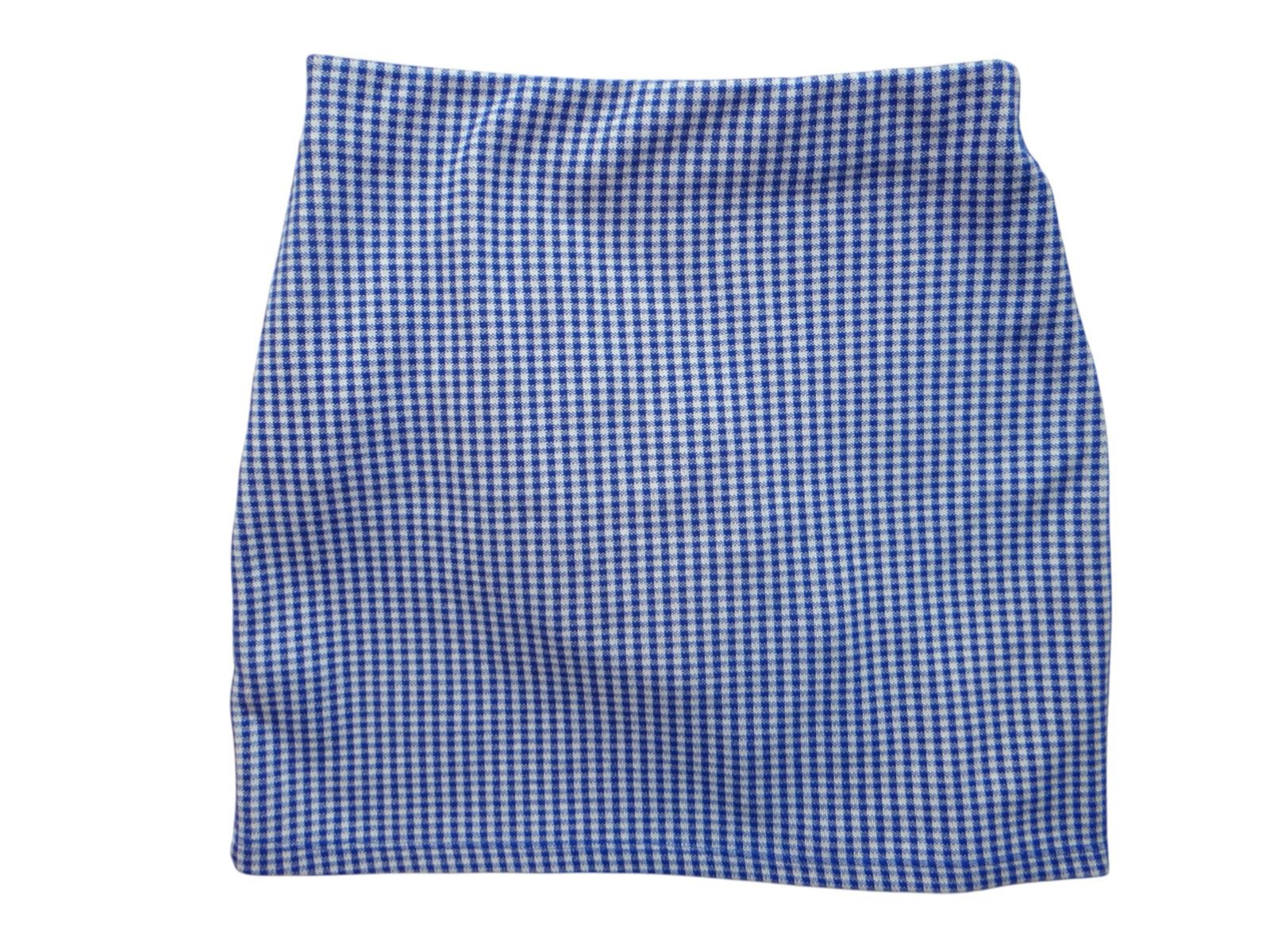 Chic Blue Gingham Ruffle Skirt
