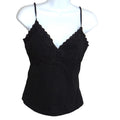 Self Esteem Womens Black Lace Trim Camisole V-Neck Adjustable Straps Tank Top L