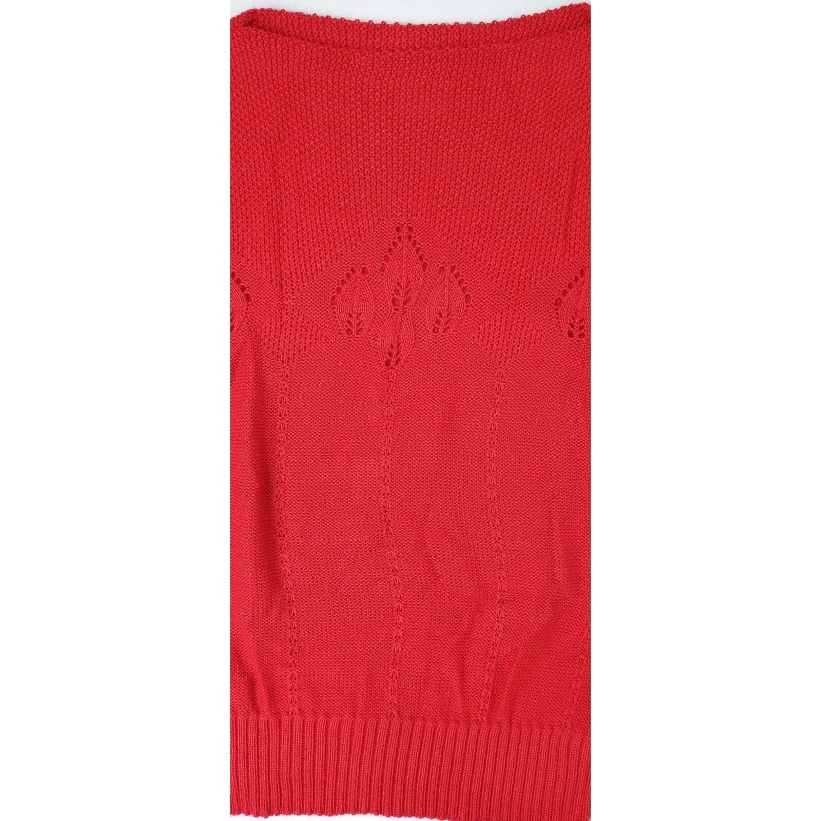 Vintage Barry & Me Red Knit Cropped Short Sleeve Sweater Women USA Made