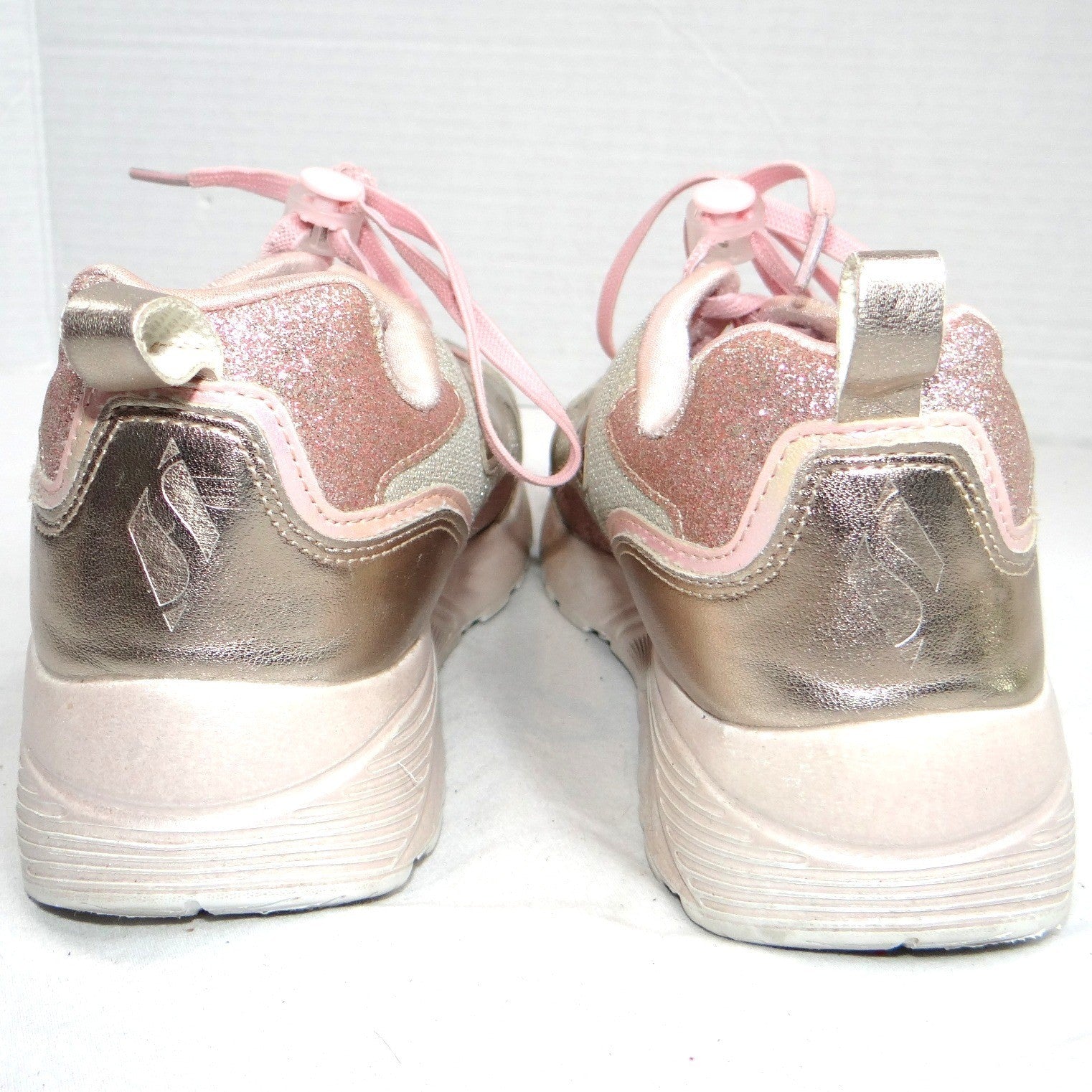 Skechers Kids Girls Sneakers Pink Gold Glitter Memory Foam Size 5