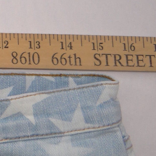 Roxy Denim Americana Stars and Stripes Cut Off Shorts Light Wash Blue Size 7/28