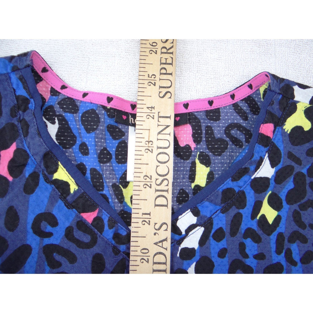 Heartsoul Wiki Neon Leopard Print Scrub Top Blue Pink Yellow Womens Medium