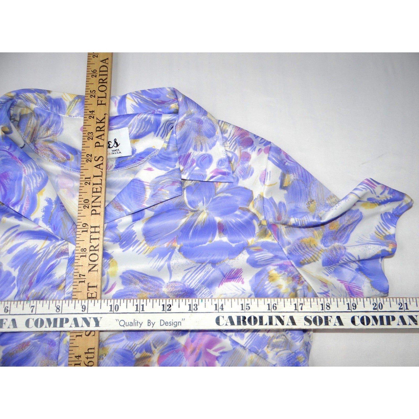 Vintage Gales Womens Floral Print Short Sleeve Collared Button Up Shirt Top