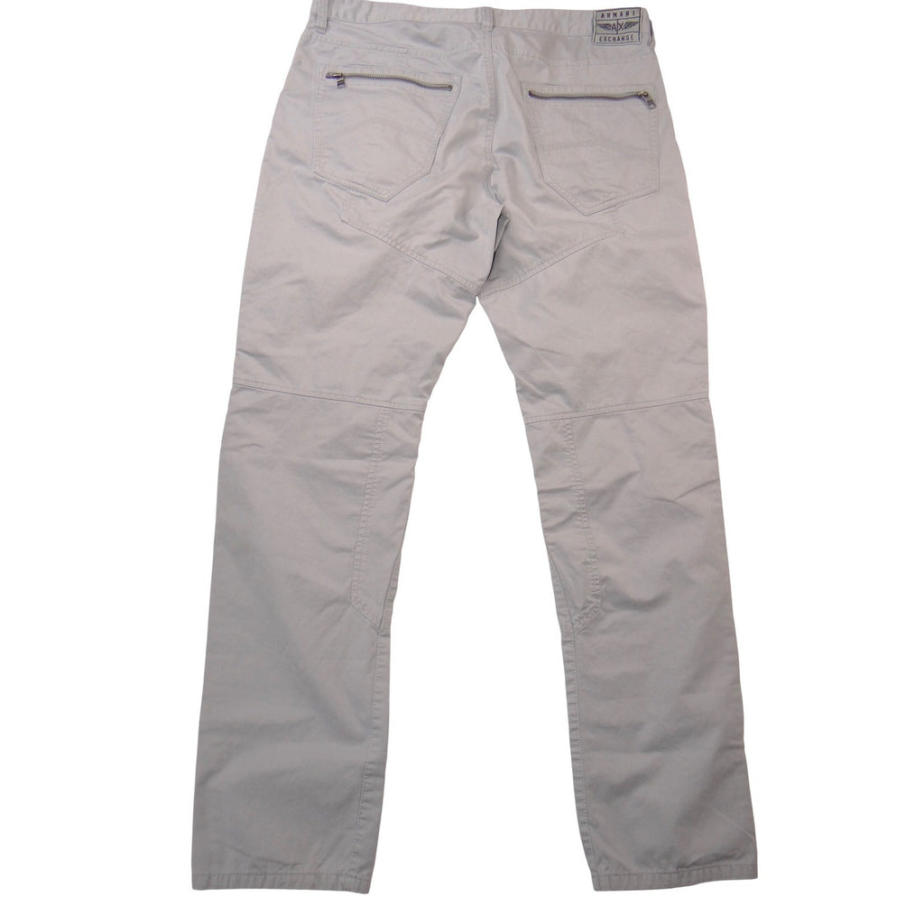 Armani Exchange Mens Moto Biker Pants Light Grey Articulated Knee Size 36x31