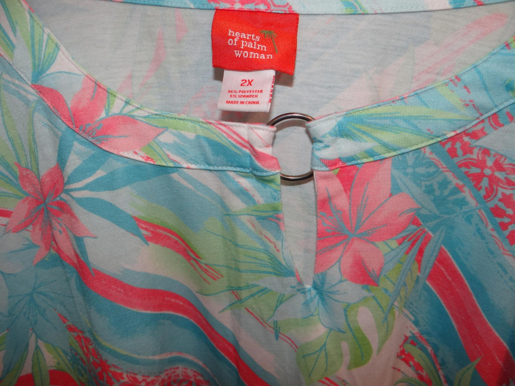 Hearts of Palm Woman Floral Print Tunic Top, Size 2X