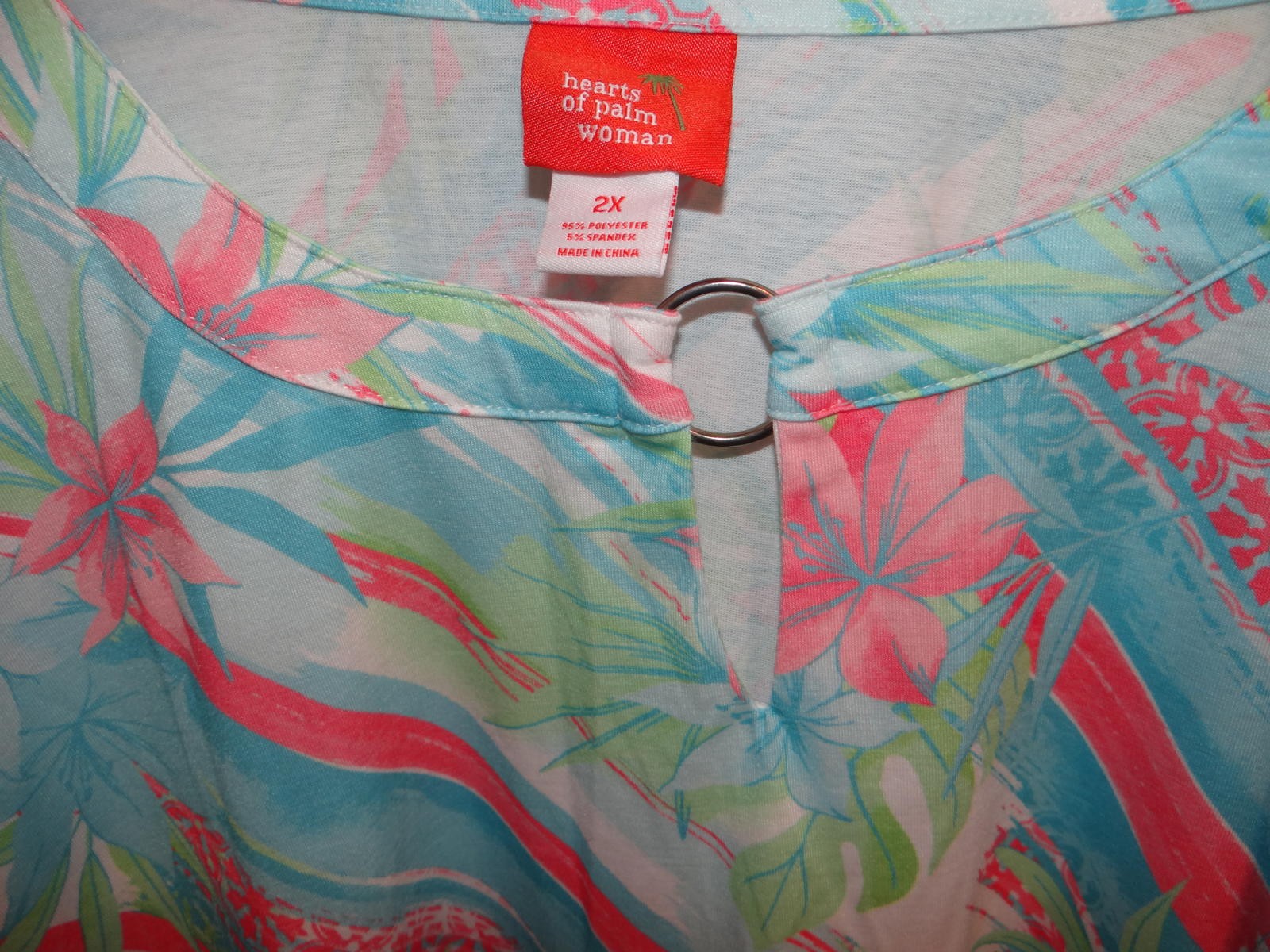 Hearts of Palm Woman Floral Print Tunic Top, Size 2X