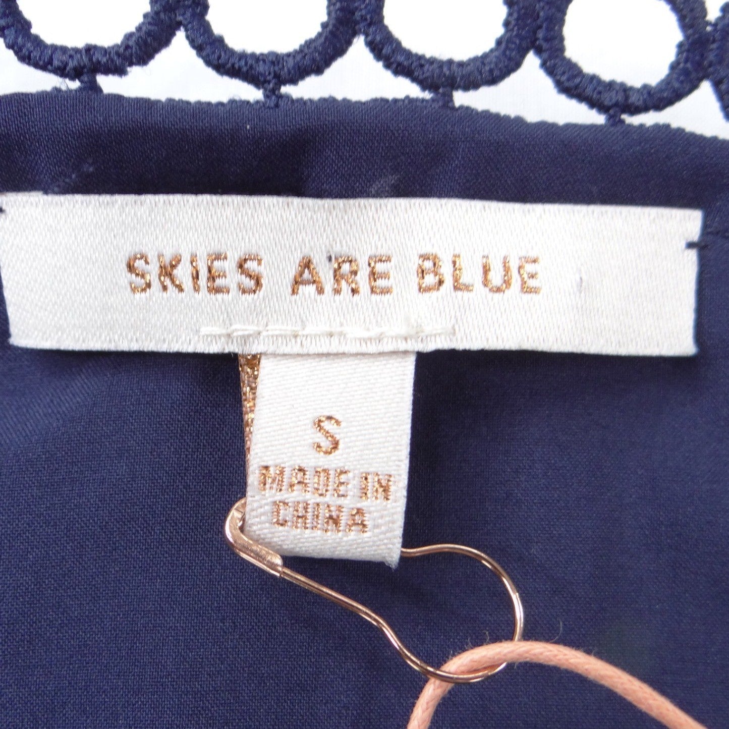 NWT-Skies Are Blue Navy Blue Geometric Eyelet Lace Tank Top Camisole Small