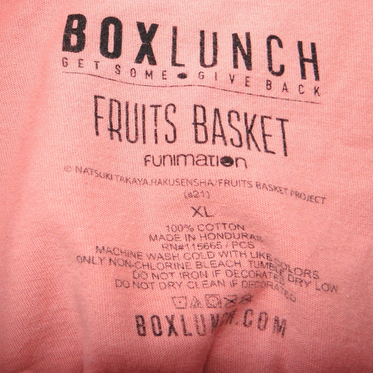 BoxLunch Womens XL Fruits Basket Anime Graphic TShirt Pink Crew Neck Cotton