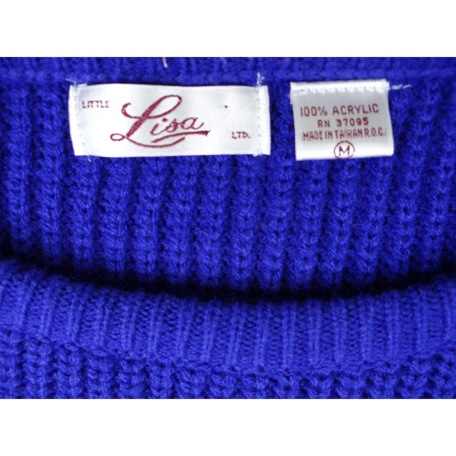 Vintage Little Lisa Ltd Royal Blue Ribbed Knit Sweater Long Sleeve Women's Med