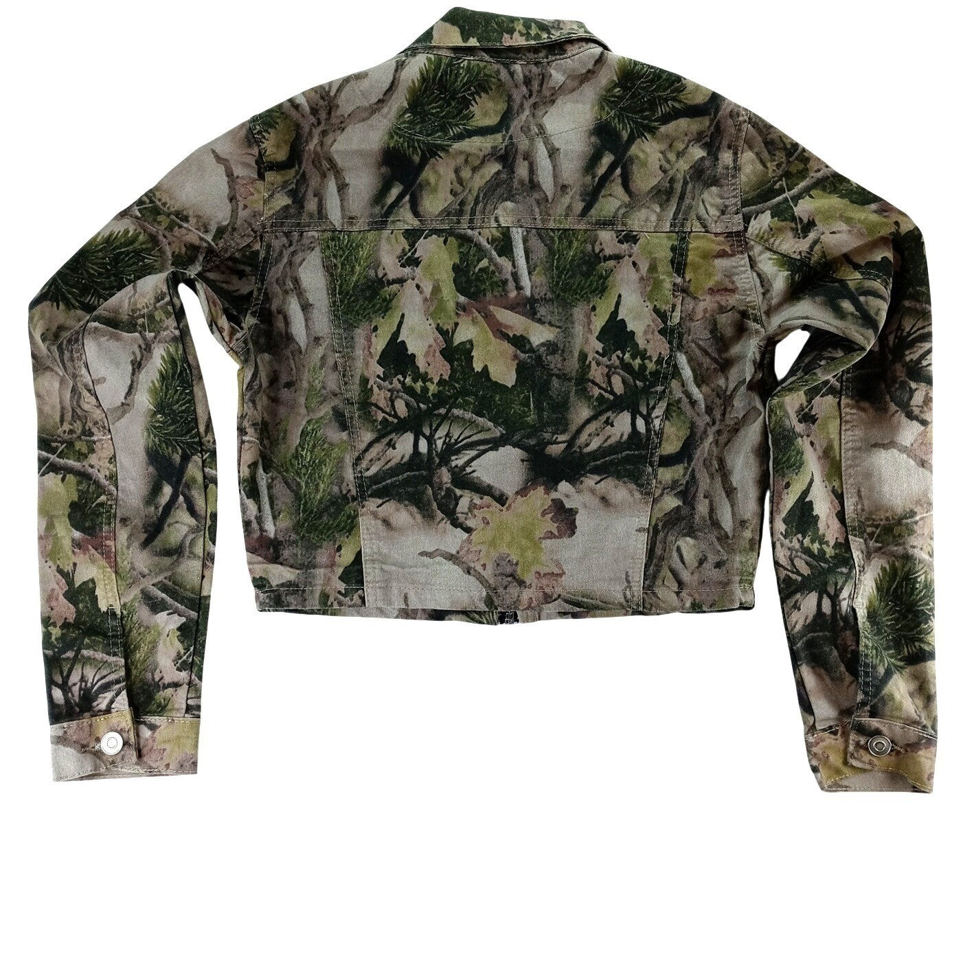 Refuge Camouflage Cropped Denim Jacket Women Size M Utility Pockets Casual