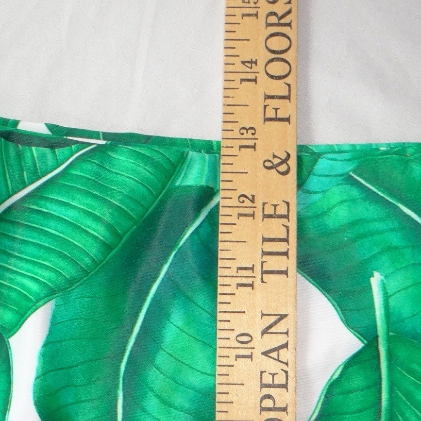 Unbranded Tropical Banana Leaf Print High Waisted Bikini Set Green White Medium
