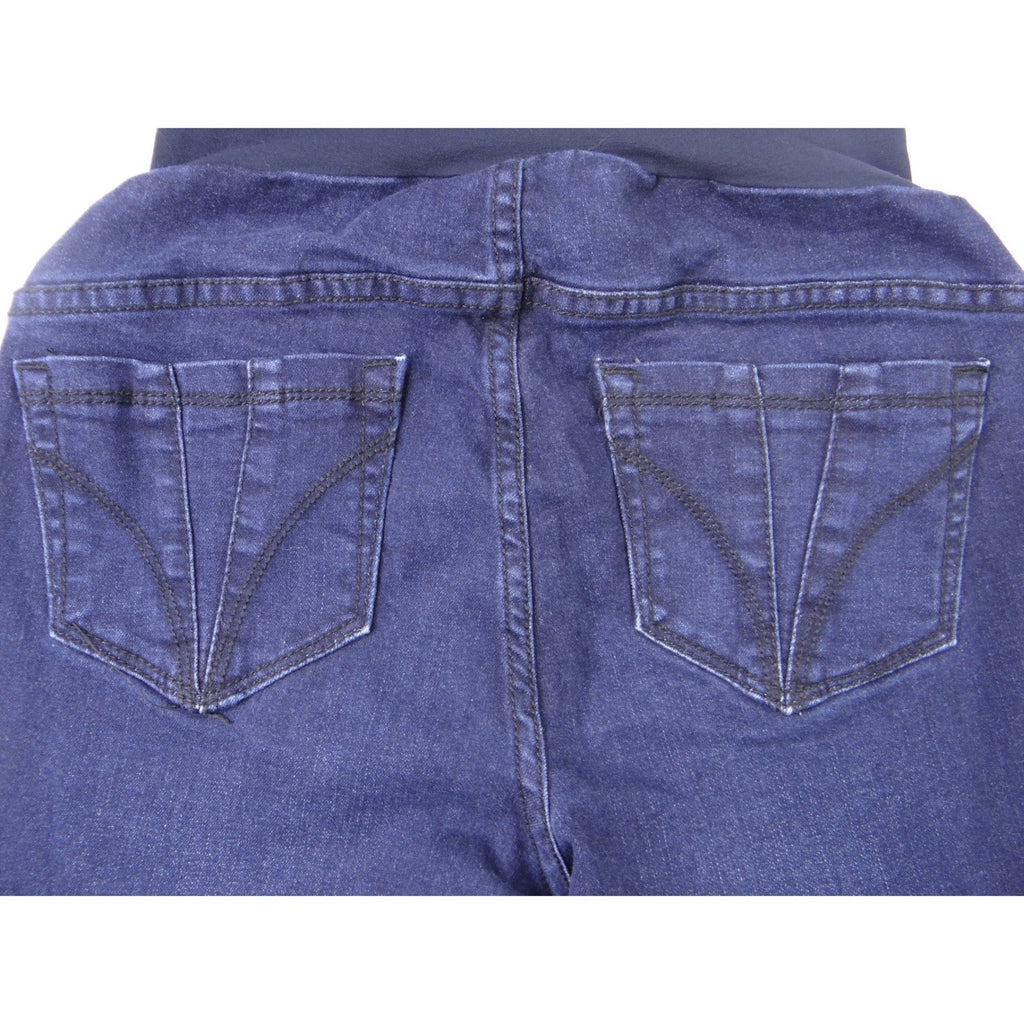 Indigo Blue Maternity Jeans Dark Wash Stretchy Full Panel Skinny Leg Size M/L