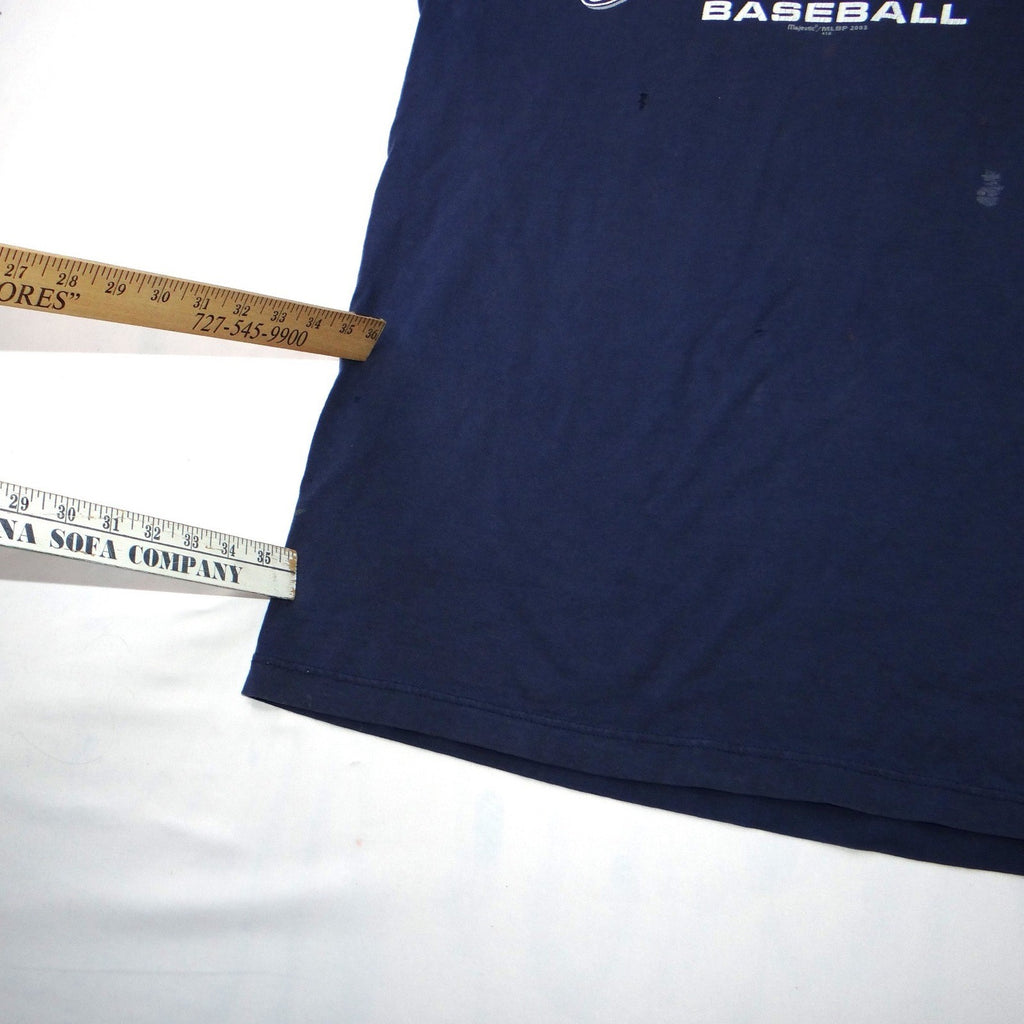 Majestic MLB 2003 Playoffs New York Yankees Baseball TShirt Mens Read Distressed
