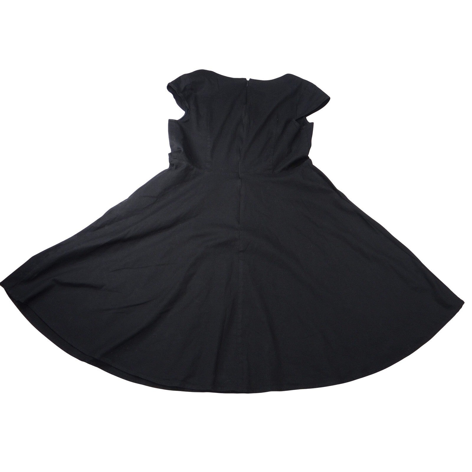 Hanpceirs Black Cap Sleeve Square Neck Fit and Flare Dress Women's XL