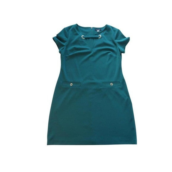 Vintage Tommy Hilfiger Beautiful Green Dress with Decorated Neckline