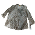 NWT-Ruby Rd Woman 3X Boho Patchwork Print Pleated V Neck Button Front Tunic Top