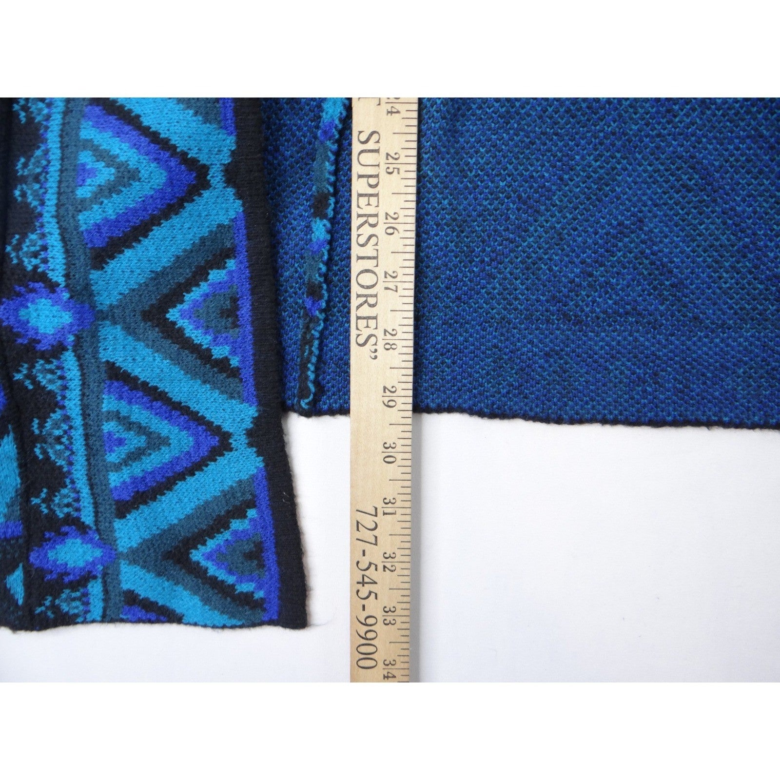The Pioneer Woman Black Blue Geometric Print Open Front Cardigan Sweater S M