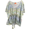 Hearts of Palm Woman Island Treasures 2018 Print V Neck Tie Front Blouse 3X