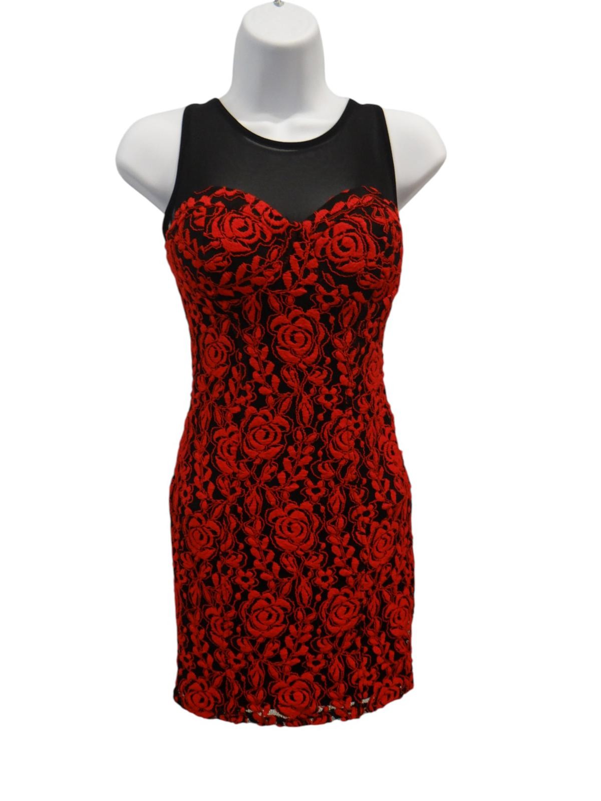 Material Girl Red Floral Lace Mini Dress